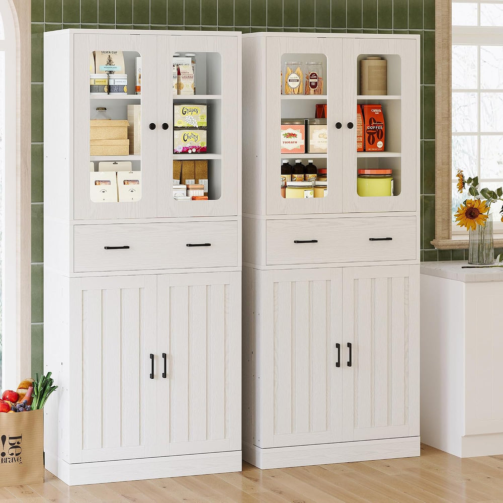 IRONCK 74.8" Tall Kitchen Pantry, Storage Cabinet with LED Lights, Kitch...
