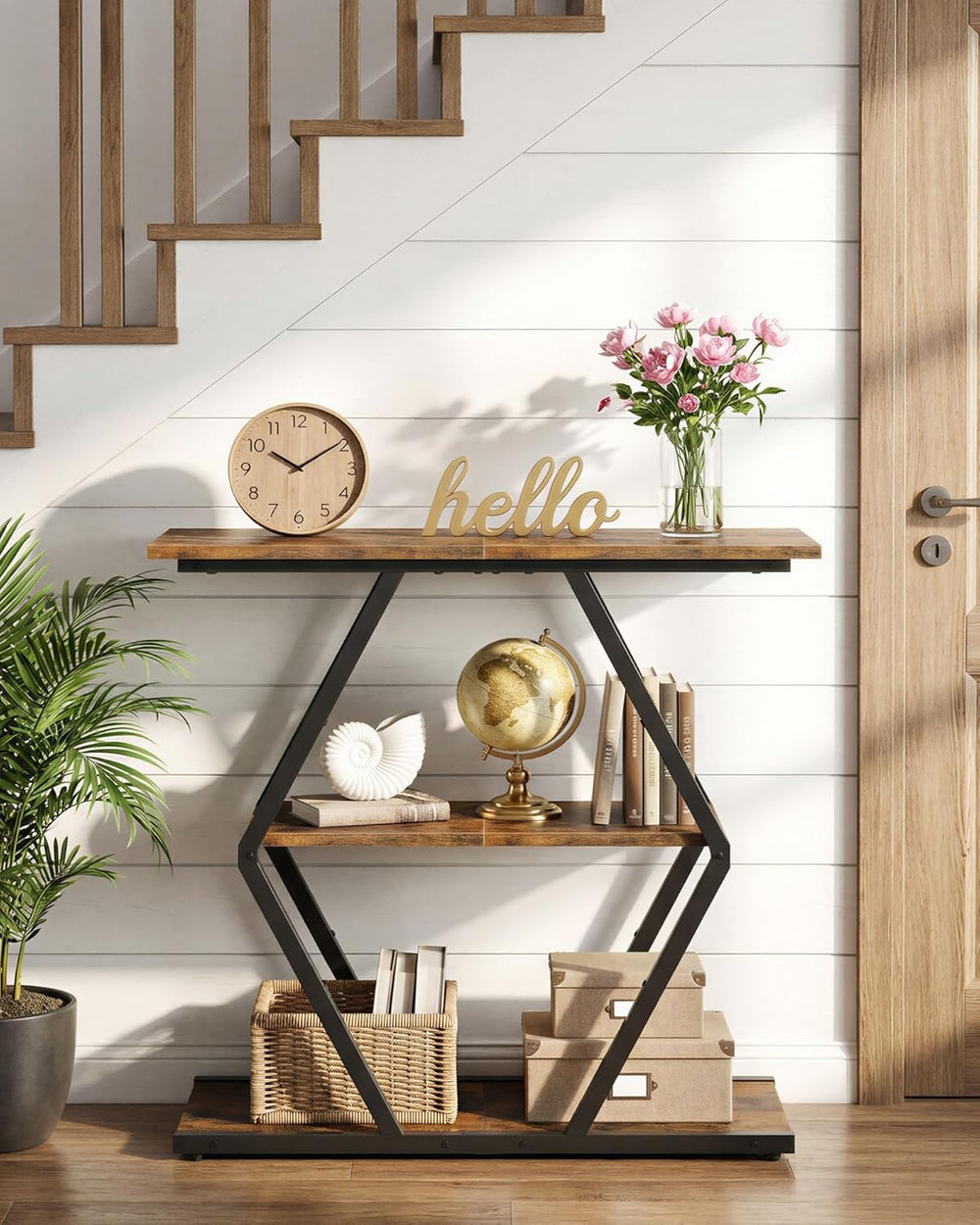 CHOEZON 3-Tier Console Table, Entryway Table, Sofa Table with Open Shelves, D...
