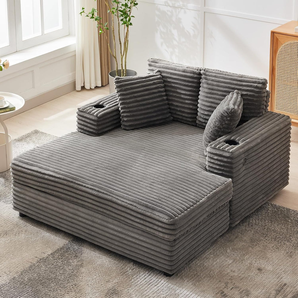 GarveeHome 60-inch Oversized Chaise Lounge Chair Indoor, Comfy Corduroy Loung...