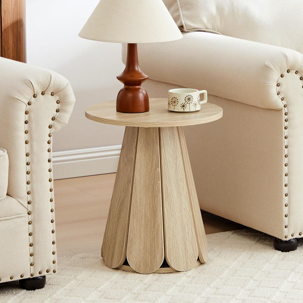 Round End Table Nightstand Set of 2, Mid Century Modern Side Table, Circle Be...