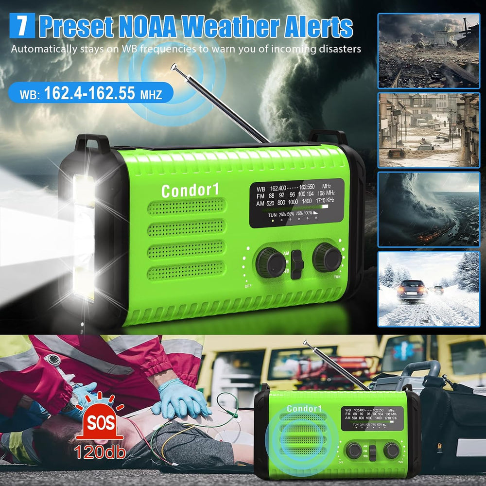 20000mAh Solar Hand Crank Emergency Radio, NOAA Portable Emergency AM/FM Radi...