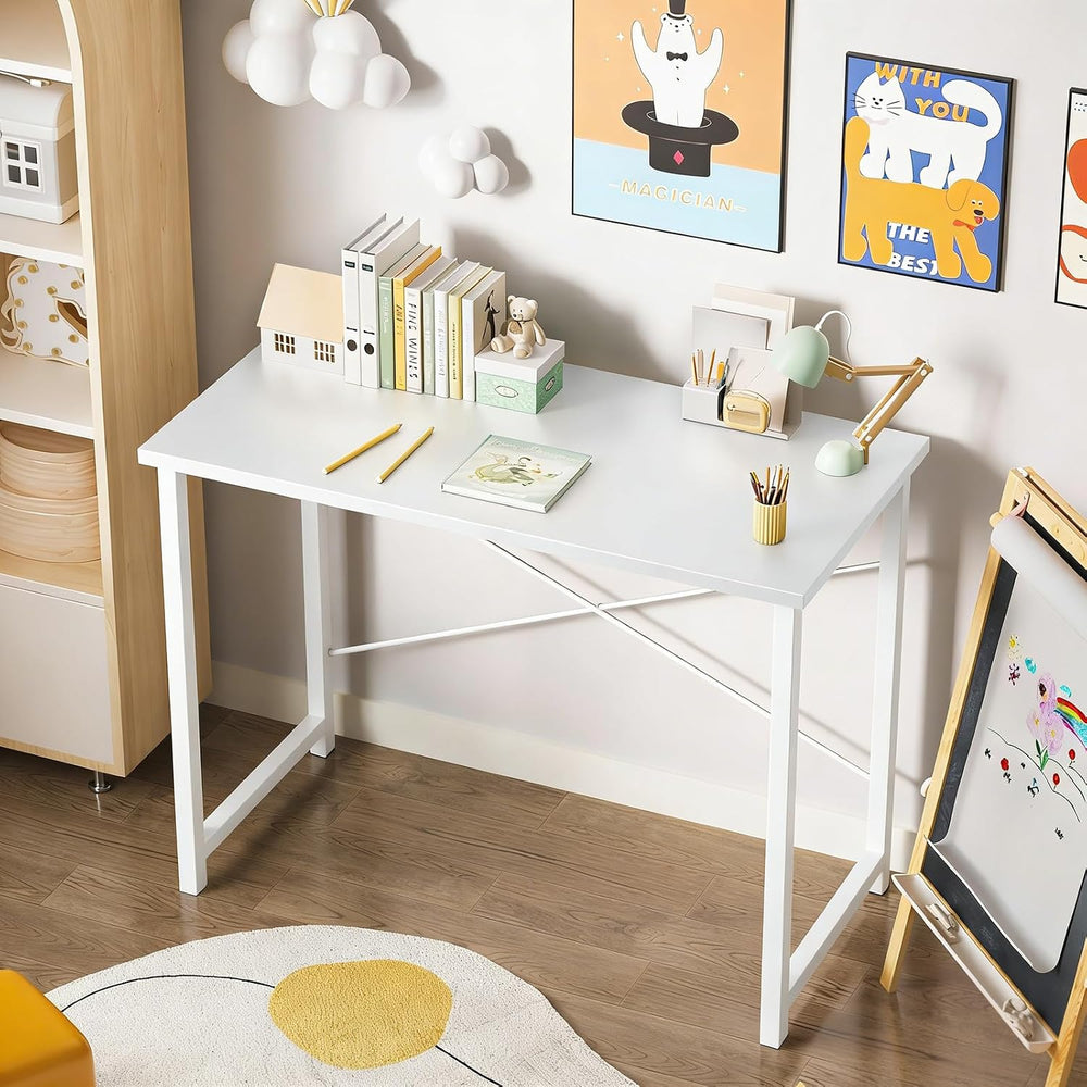 Sweetcrispy 32-Inch Small Computer Desk for Bedroom, White, 2 Pack