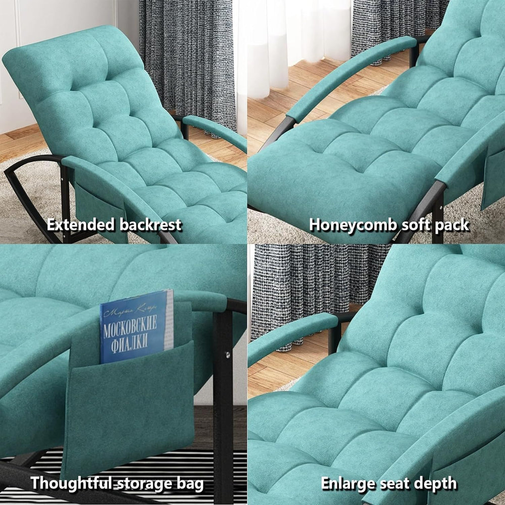 Leisure Rocking Chair and Footstool Set,Living Roomcomfortable Arc Soft Cushi...