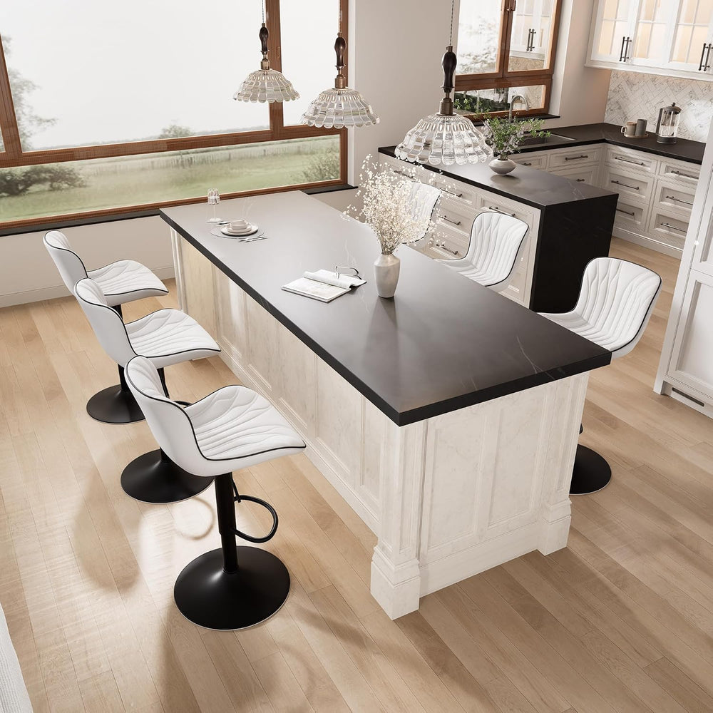 YOUNIKE White Bar Stools Set of 2 Modern Kitchen Counter Height Bar Chair wit...