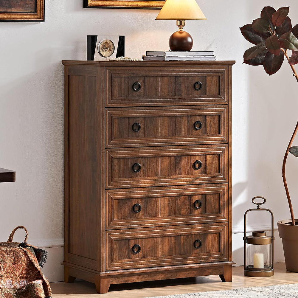 Joaxswe Bedroom Dresser and Nightstand Sets 4 Piece,Farmhouse Brown Dresser