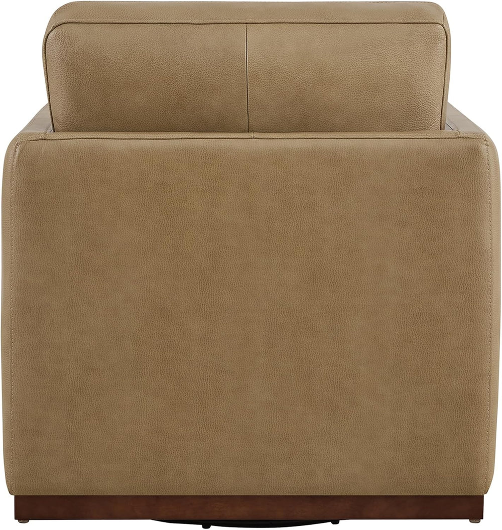 CHITA Genuine Leather Swivel Accent Chair, FSC Certified Mid Century Modern A...