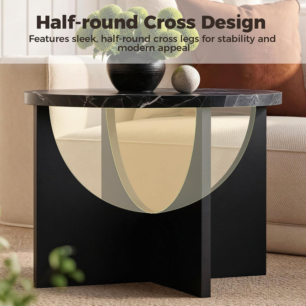 LIKIMIO Nesting Coffee Tables Set of 2, 23.6" Small Round Tables, Black