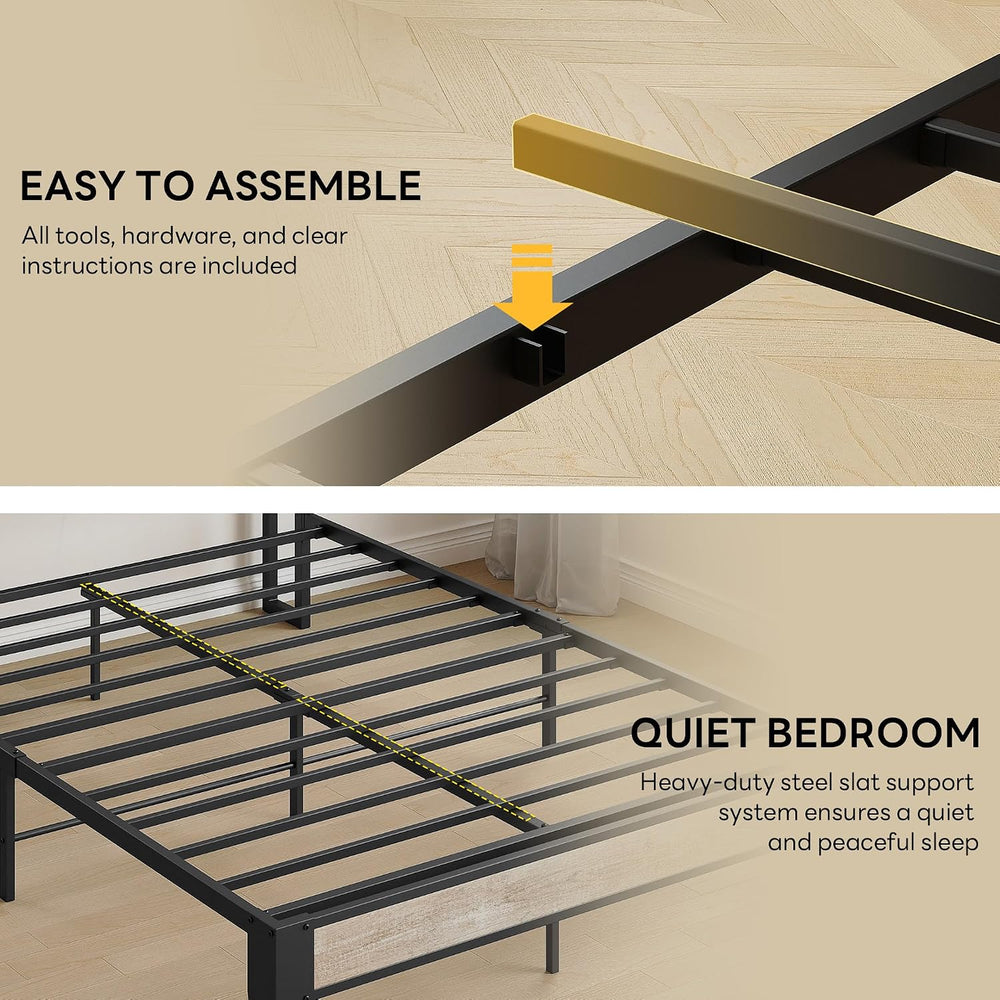 LIKIMIO Queen Bed Frame with Storage Headboard and Charging Station