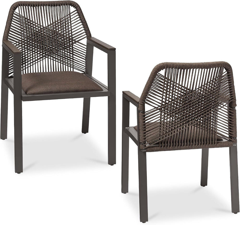 Best Choice Products Outdoor Dining Arm Chair Set of 2, Aluminum Frame with A...