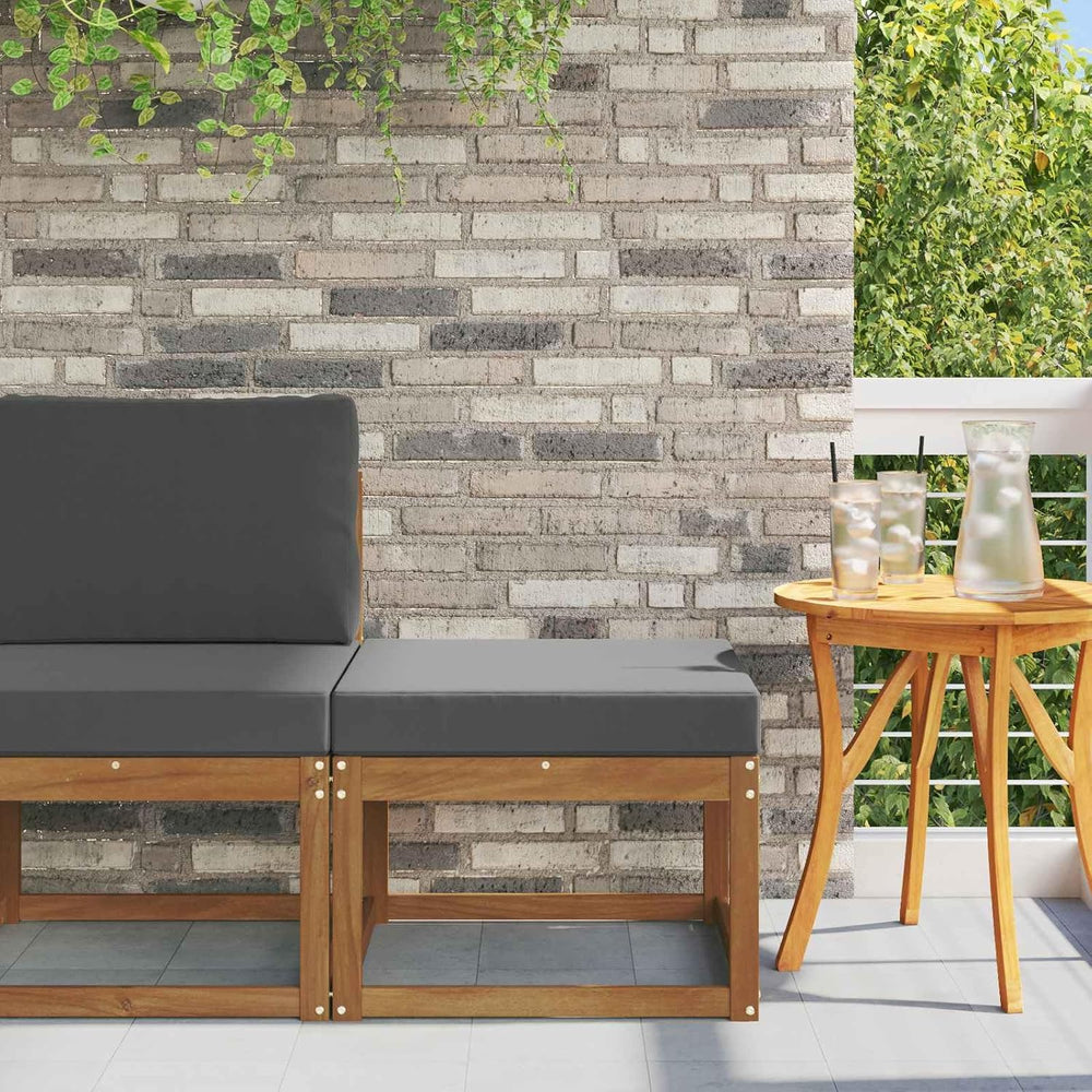 Solid Acacia Wood Outdoor Footstool with Modern Slatted Design, Versatile Mod...