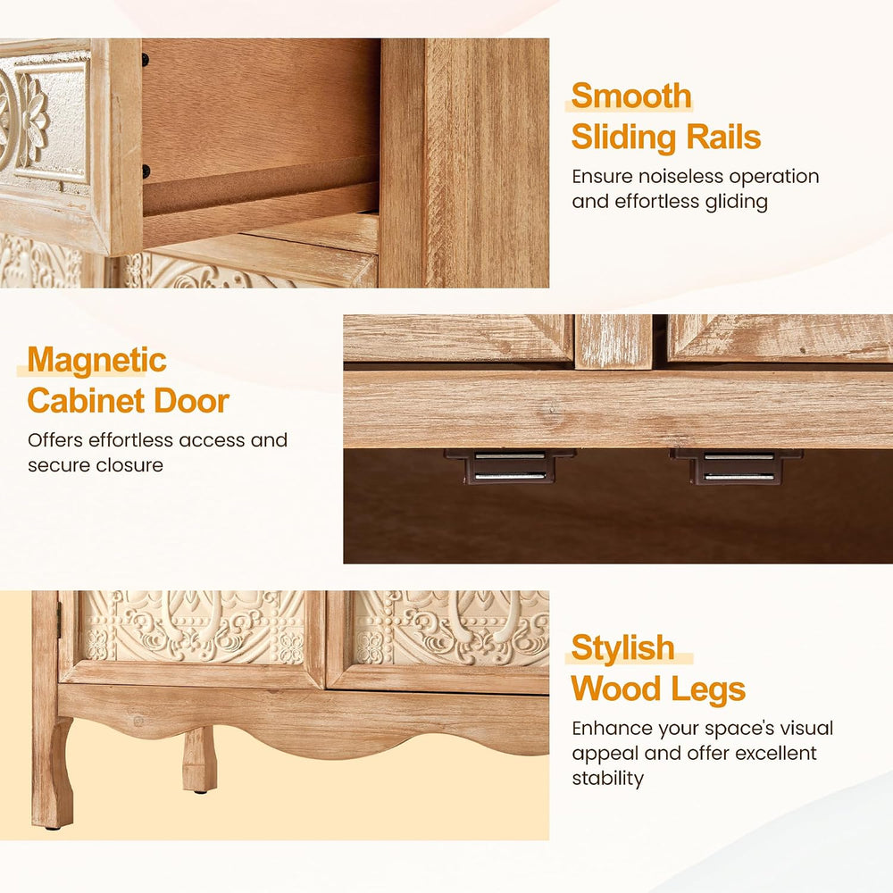 RoyalCraft 48" Tall Accent Cabinet with 2 Drawers, Vintage Storage Cabinet