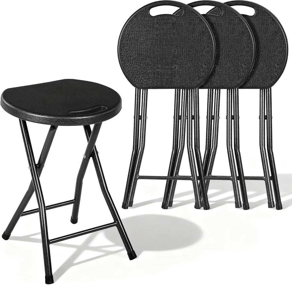 VECELO Folding Stool 4-Pack 18", HDPE Foldable Stool with Iron X-Frame, ...