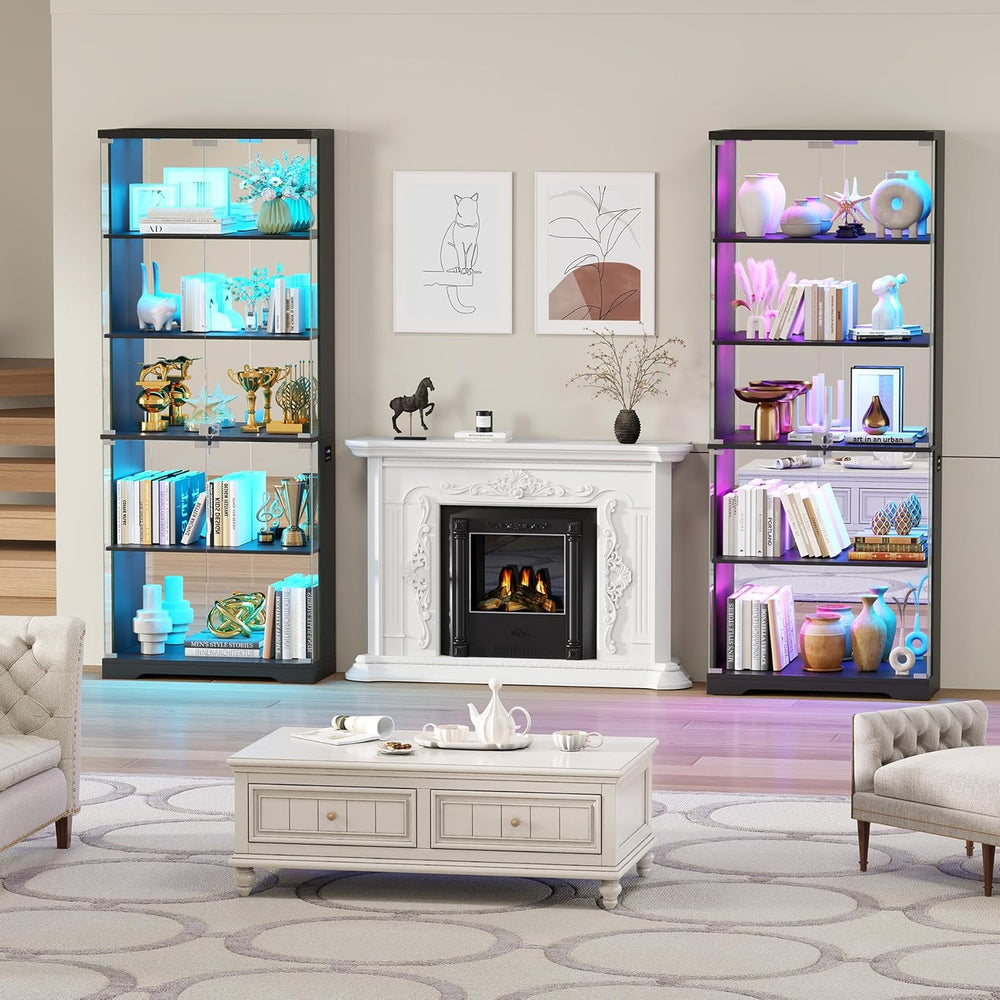 Dystler Glass Display Cabinet with Doors and RGB LED Lights