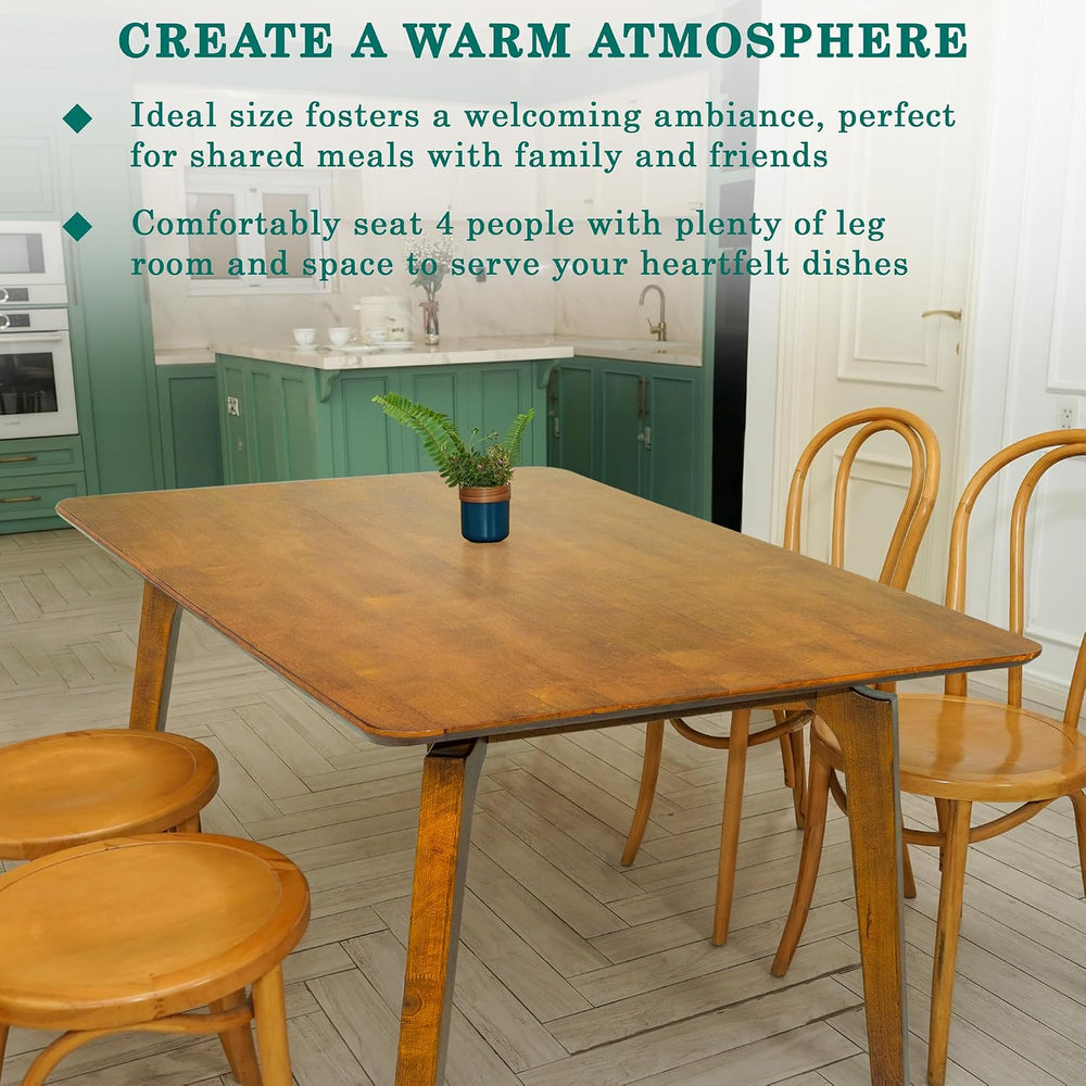 Acacia Verve 48" Solid Wood Dining Table for 4, Rectangular Acacia Wood ...