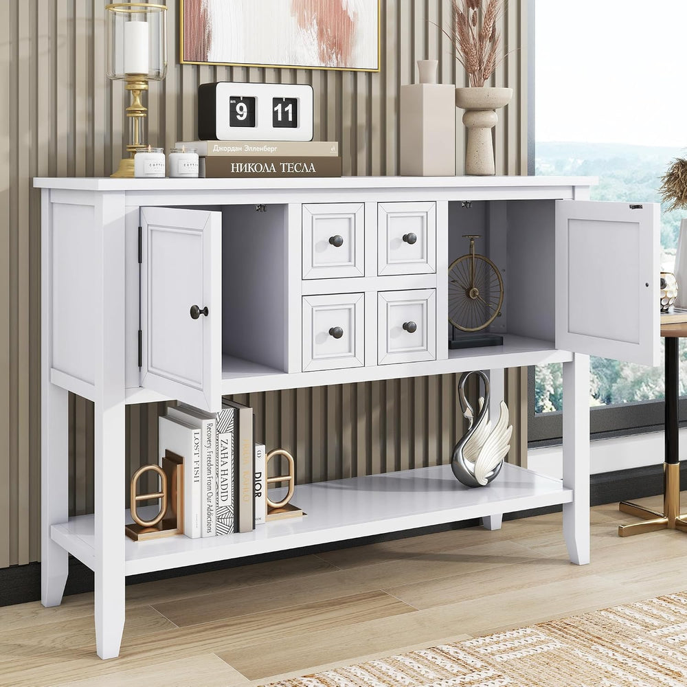 P PURLOVE Console Table Buffet Sideboard Sofa Table with Drawers Cabinets and...