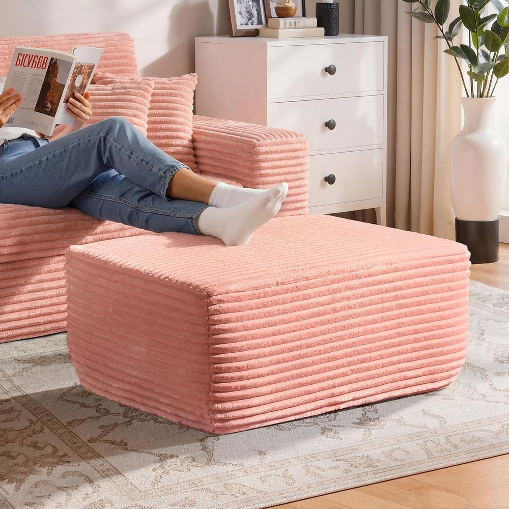 37" Plush Ottoman, Upholstered Cloud Footrest for Couch in a Box,Oversiz...