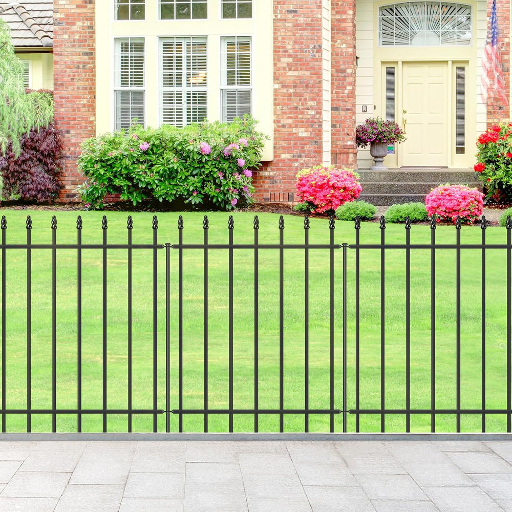 Decorative Metal Garden Fence 30" x 10', Outdoor Fence Border with S...