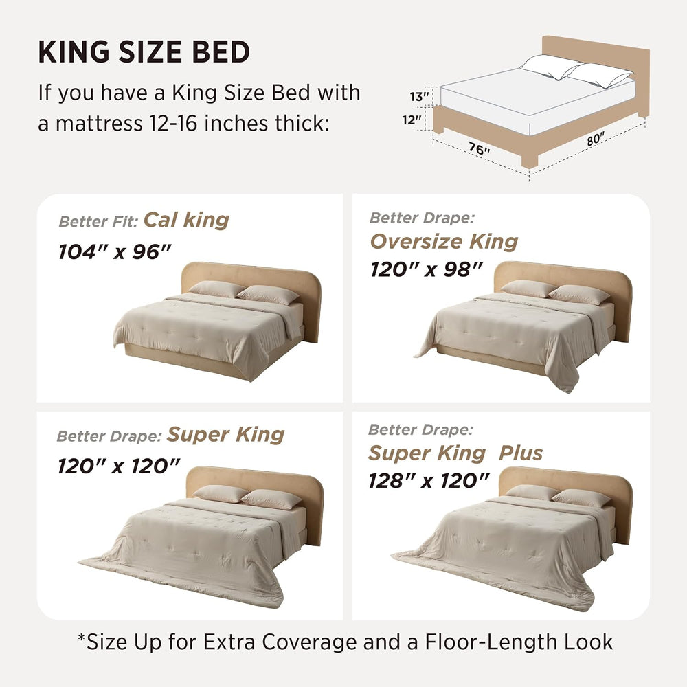 Bedsure King Comforter Set Prewashed Soft Bedding Set 3Pcs Beige 104"x90...