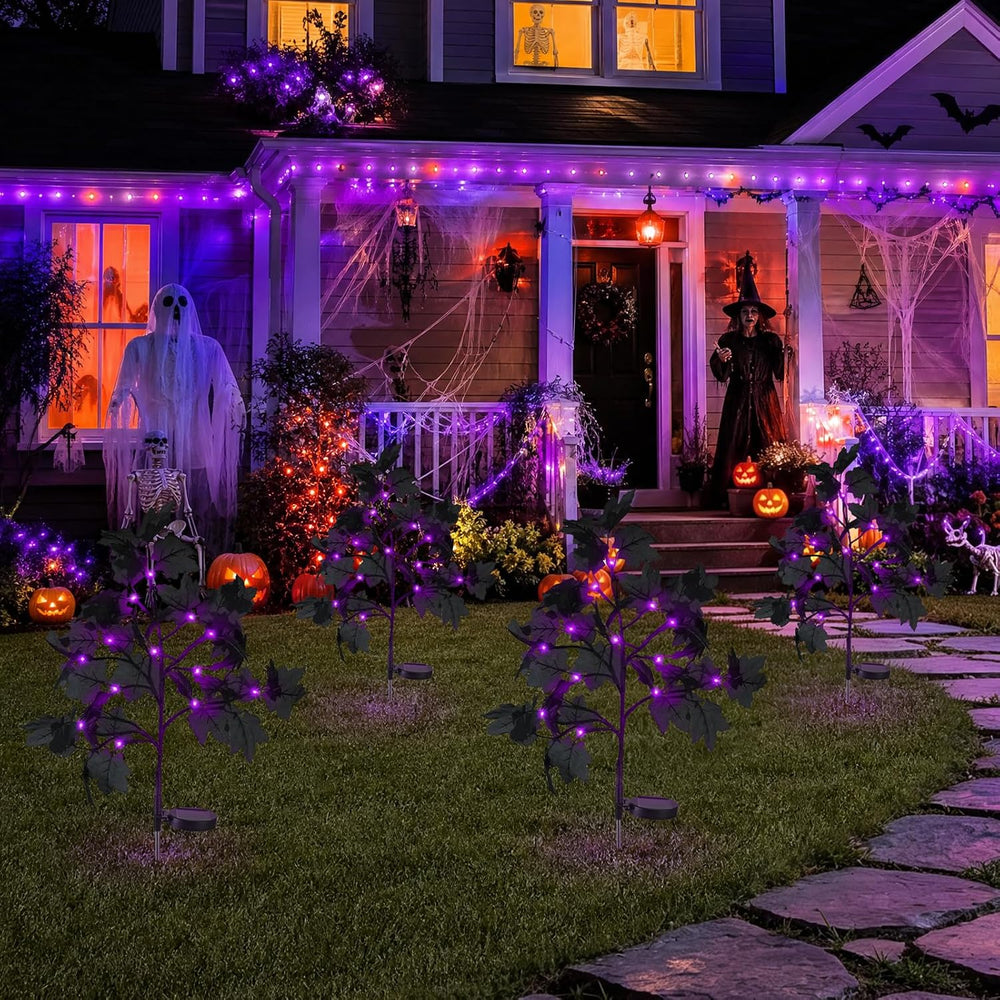 4 Pack Solar Halloween Outdoor Decorations Fall Solar Stake Lights