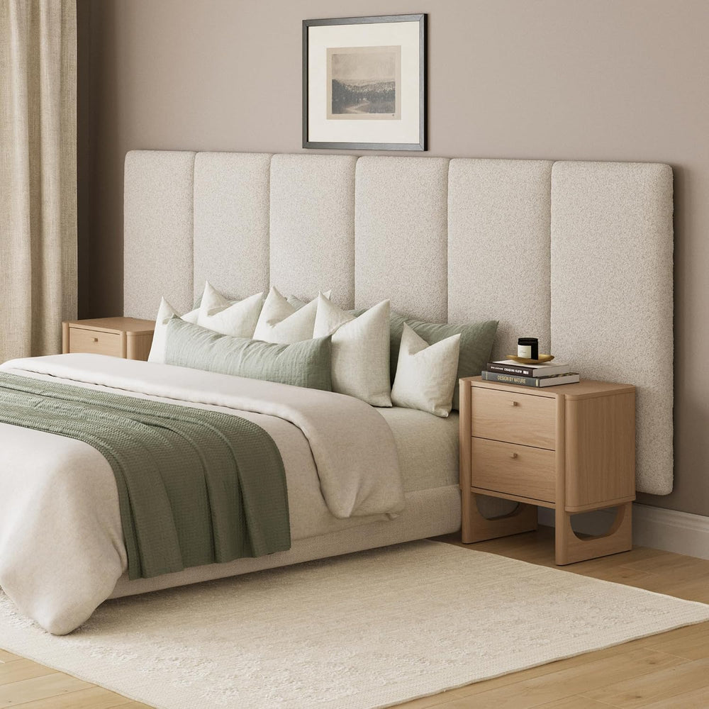 Nathan James Marissa King Size Upholstered Headboard with 6 Panels, Wall Moun...