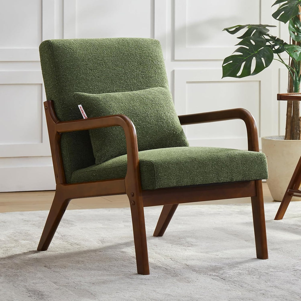 Achicsofar Accent Chair Mid Century Modern Armchair with Lumbar Support Pillo...