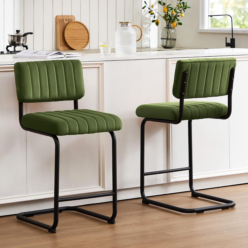 Flouki 24.6 Inches Bar Stools Set of 2, Cantilever Counter Height Barstools, ...