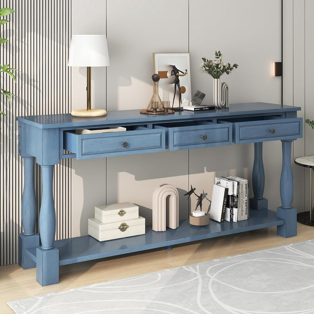 Merax Long Console Table with Drawers and Shelf for Entryway, 63" Sofa T...