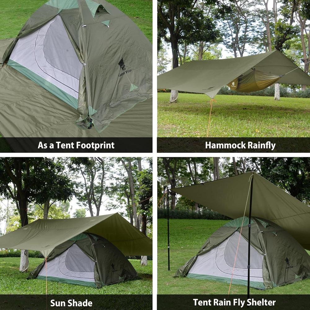 GEERTOP Portable Large 17 x 10 ft Waterproof Backpacking Tarp with10M LED Str...