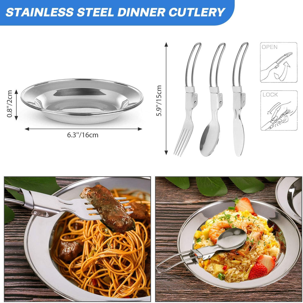 Odoland 19pcs Camping Cookware Mess Kit, Non-Stick Pot Pan Kettle Set for 2