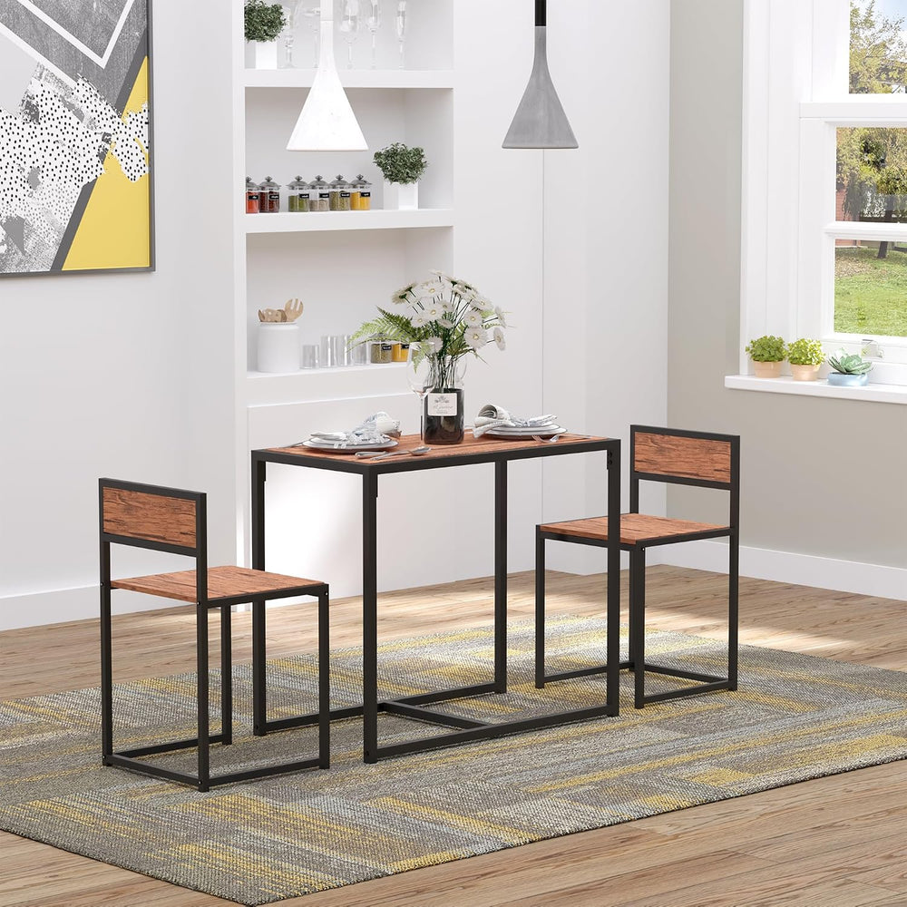 HOMCOM Small Dining Table Set for 2 Compact for Small Spaces, Rustic Brown