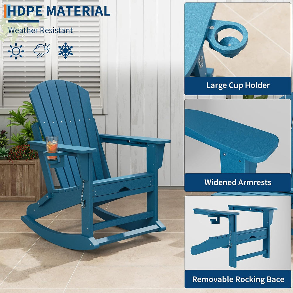 Rocking Adirondack Chairs, Folding Adirondack Rocking Chair With Footrest, Ad...