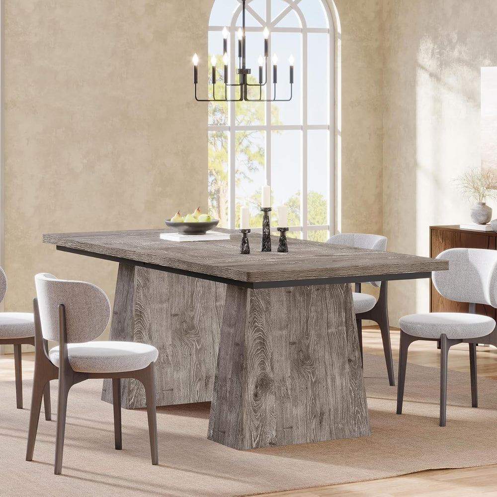 Tribesigns Dining Table for 6, Farmhouse Wood Dinner Rectangular Table Kitche...