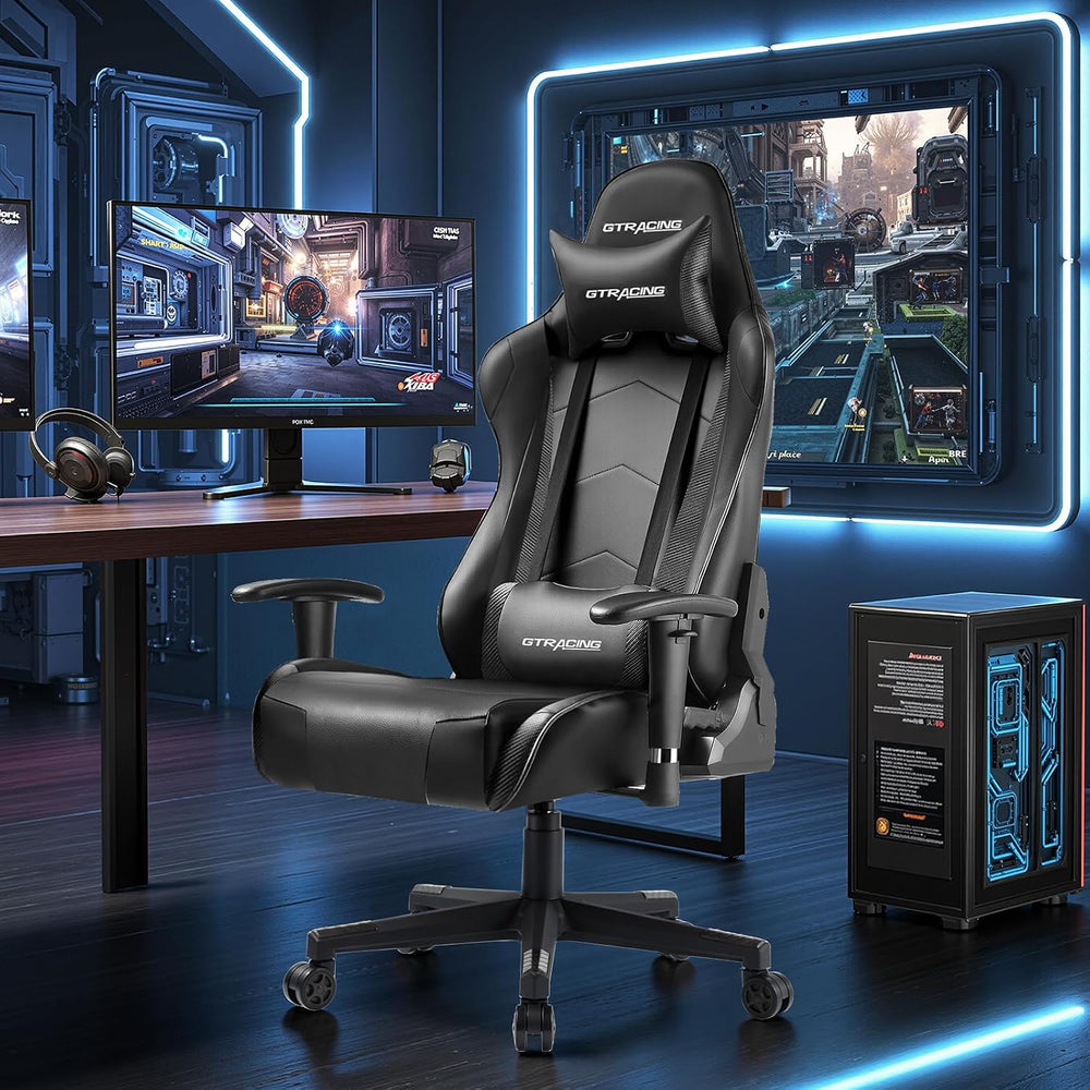 GTRACING Gaming Chair with Reclining Backrest, Adjustable Height and Swivel B...