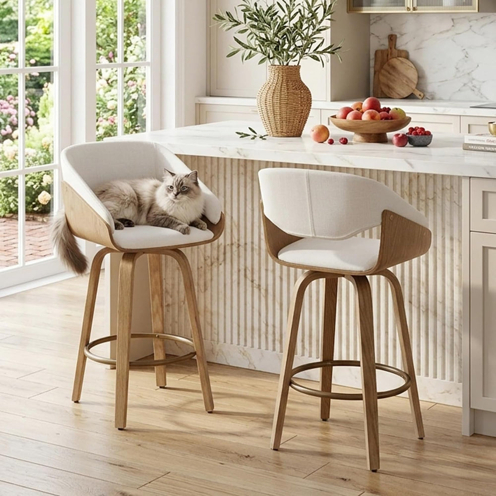 26'' Modern Barrel Swivel Counter Stools Counter Height Swivel Bar St...