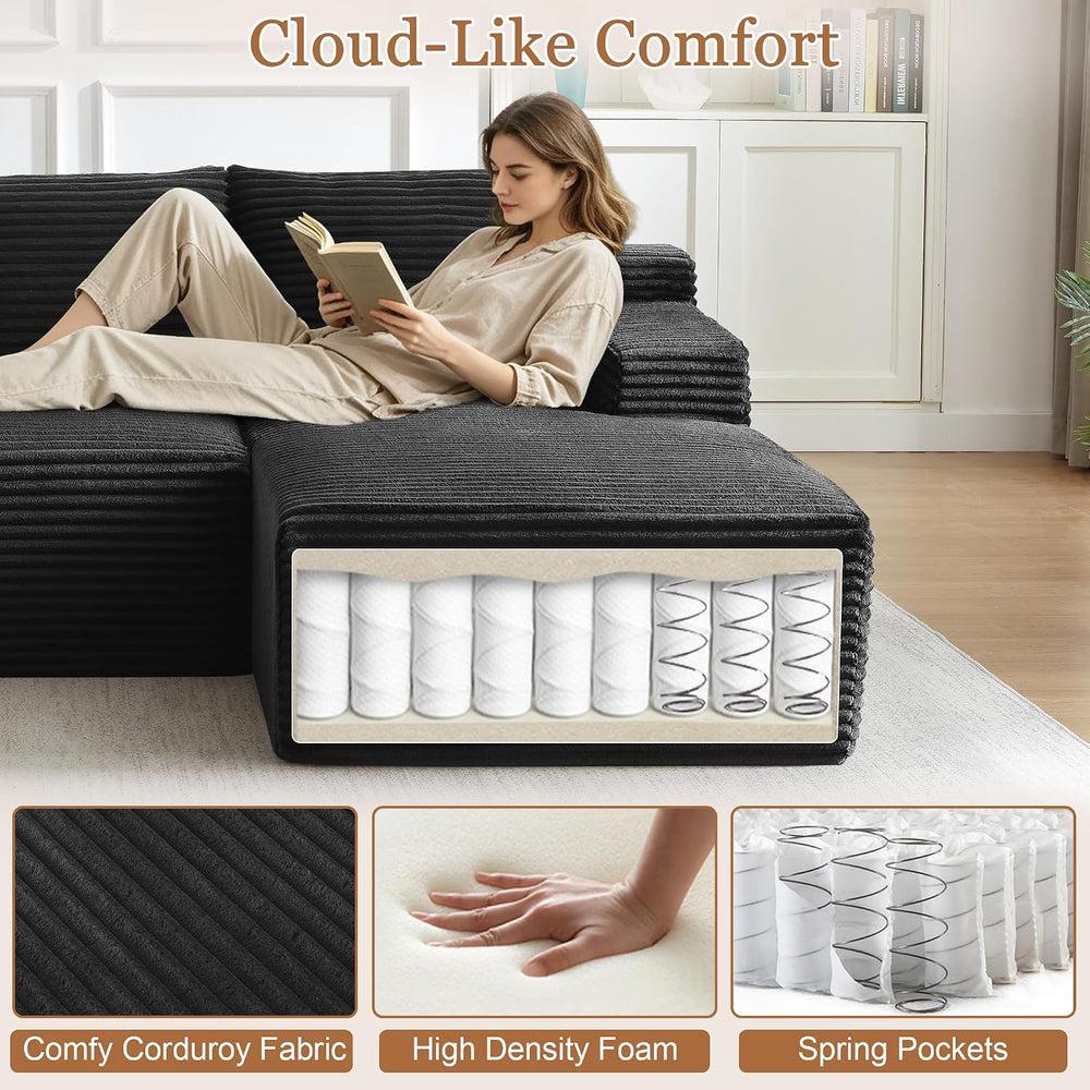 96" Sectional Sofa Cloud Couch with Deep Seat, Modern L-Shape Compressed...