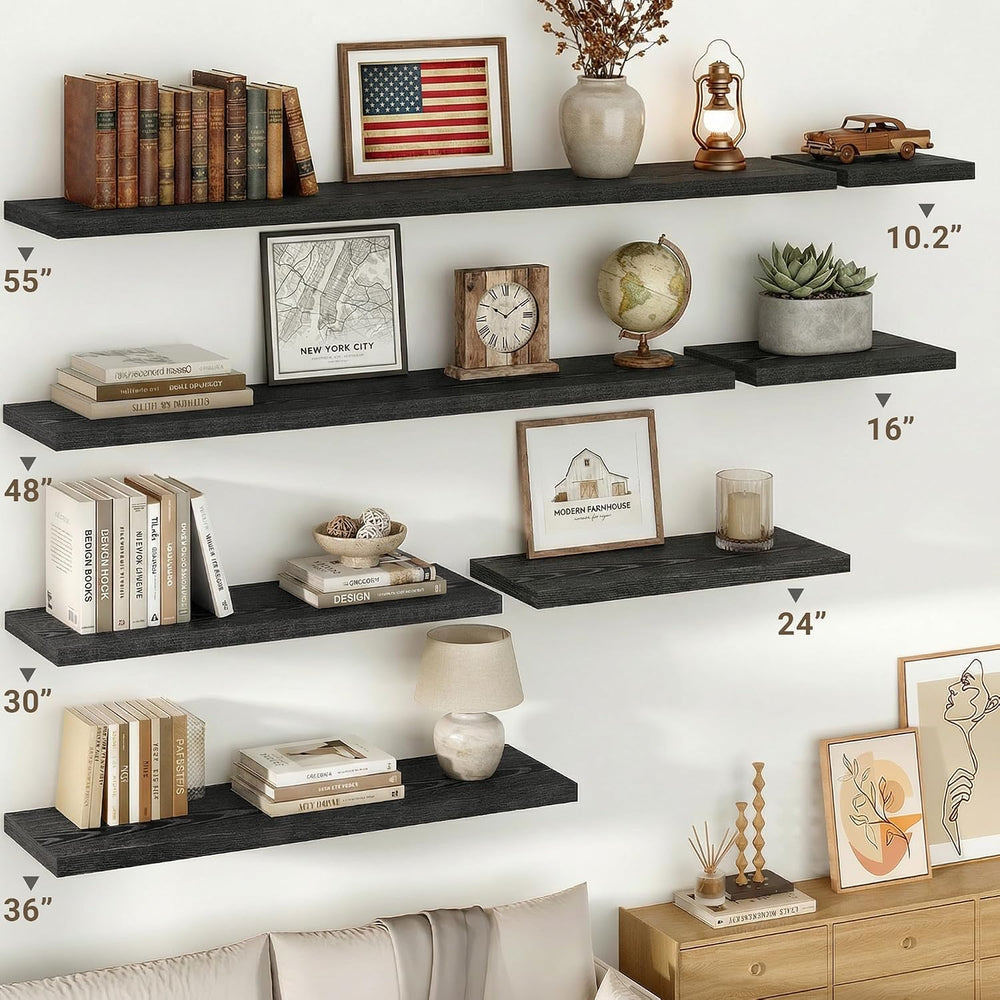 Vivelove 10" Deep Floating Shelves, 24”Wide Set of 2, Black