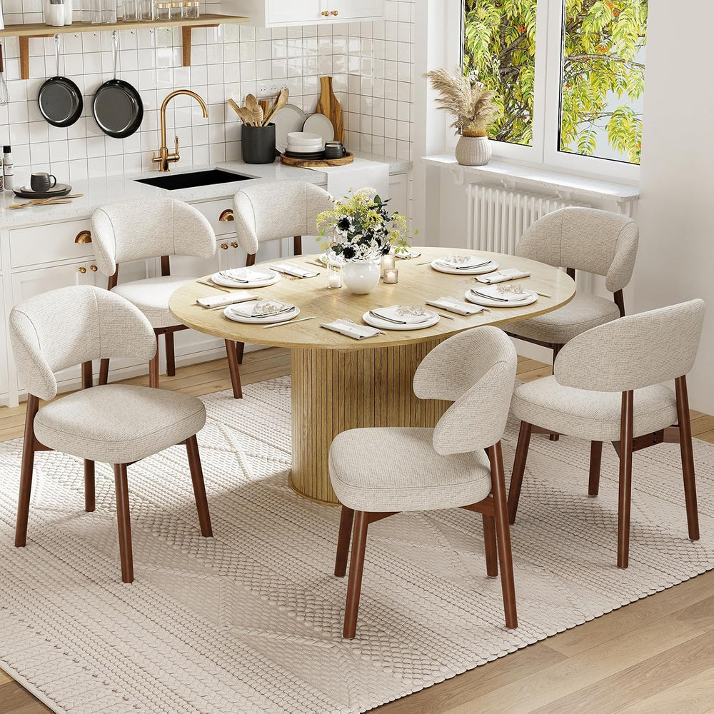 MALOL 47"-63" Extendable Round to Oval Dining Table Chairs Set for ...