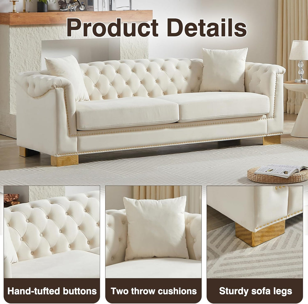 Harper & Bright Designs 84" Classic Modern Chesterfield Sofa - Velve...