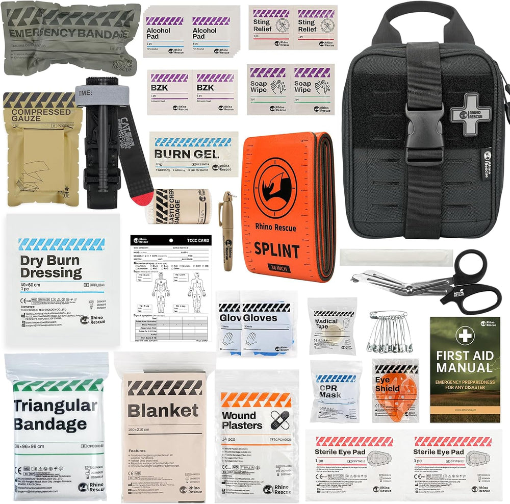 RHINO RESCUE IFAK Trauma Kit Standard with CAT Tourniquet Black