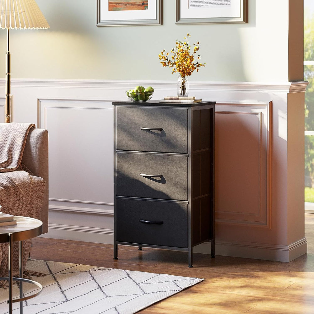 AODK Small Dresser for Bedroom Nightstand with 3 Storage Drawers, Black | Che...