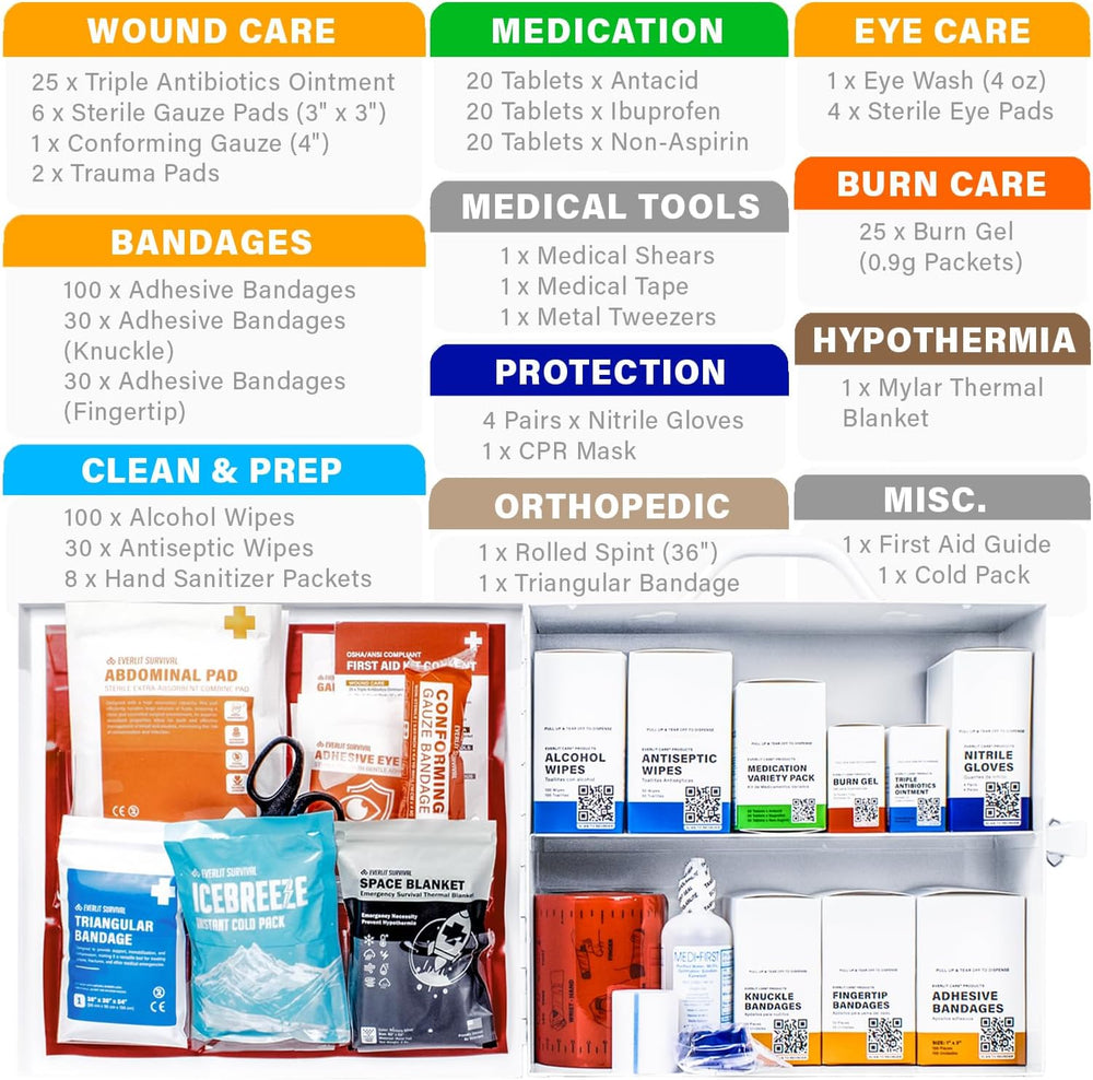 EVERLIT CARE 2-Shelf OSHA-Compliant First Aid Kit, ANSI Class A 50 Person Eme...