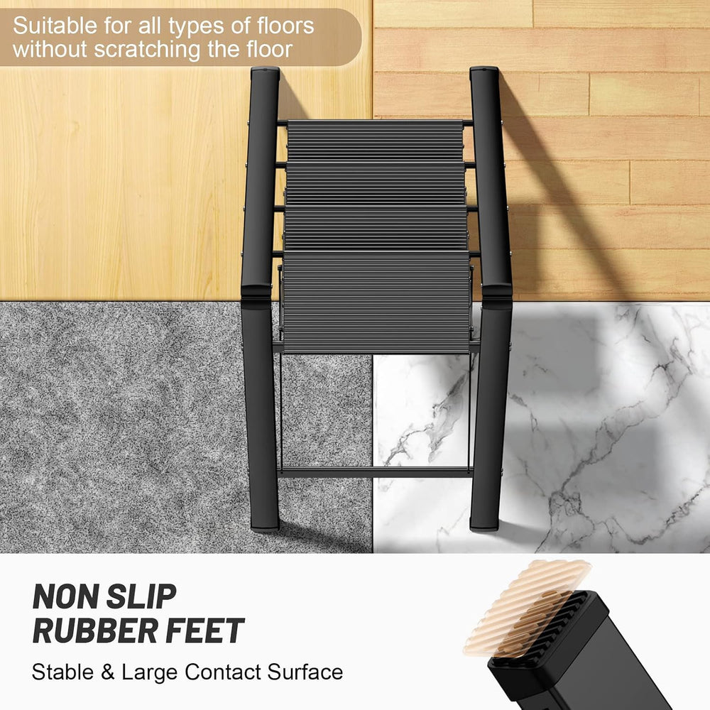 4 Step Ladder Foldable Step Stool, Aluminum Stepping Stools for Adults, Wide ...