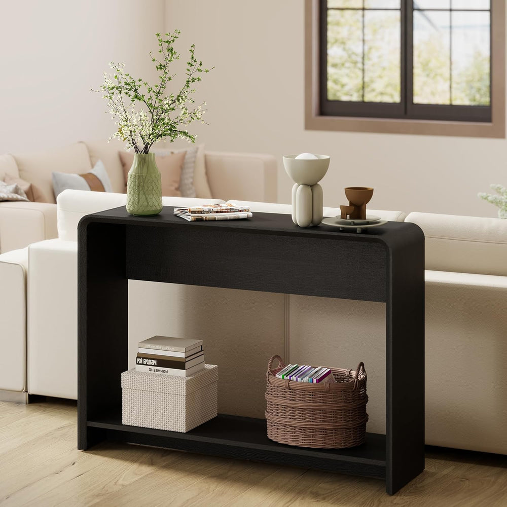 42.3" Modern U-Shaped Console Table, 11.5" Narrow Waterfall Entrywa...