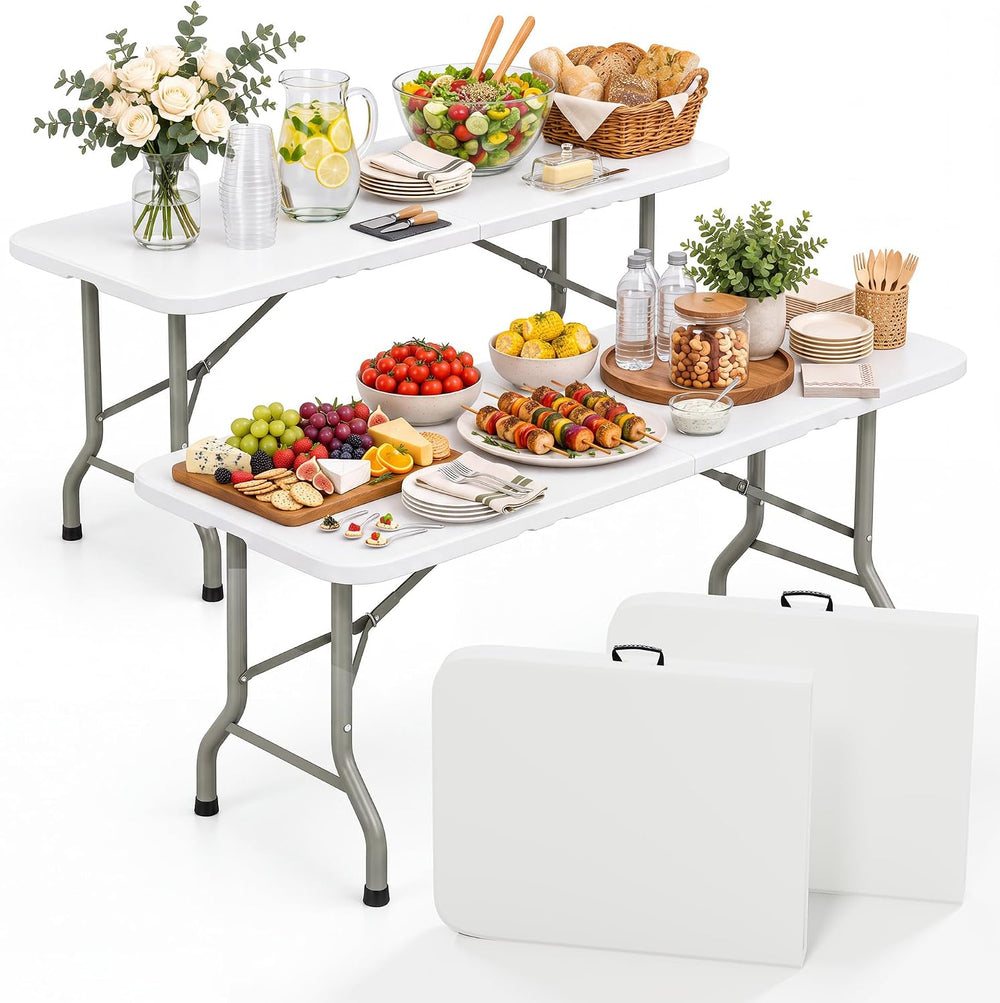 HULKFIT 6FT Heavy Duty Folding Table, Portable Utility Table for Parties, Eve...