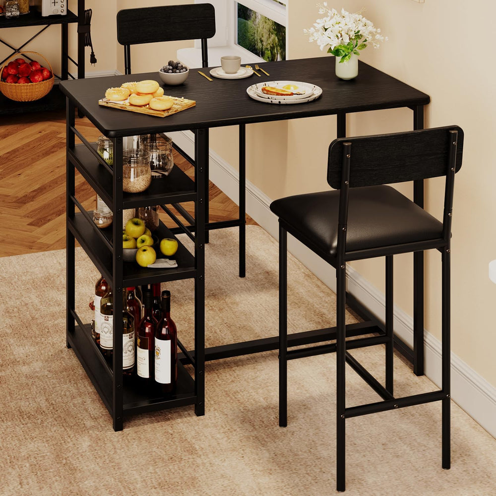GAOMON Dining Table Set for 2, Kitchen Table and Chairs for 2 with Upholstere...