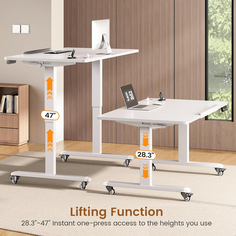 SEDETA 47 x 24 Inches Electric Standing Desk, 180° Tiltable Mobile Rising