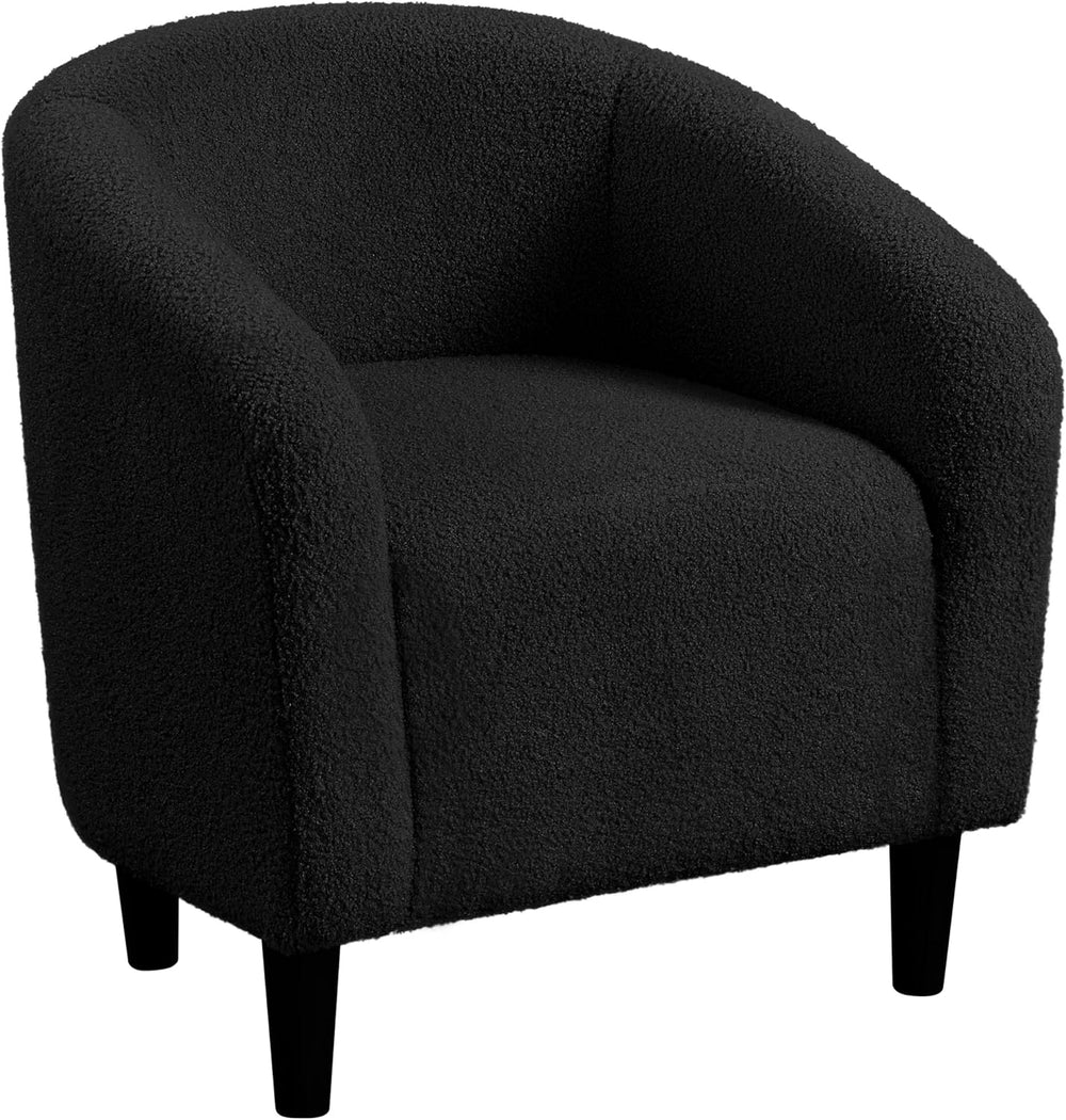 Yaheetech Small 25.5in Wide Sherpa Barrel Accent Chair for Bedroom, Black | C...