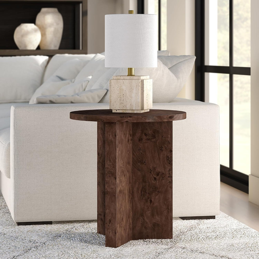 Henn&Hart 20" Scandinavian Round Wooden End Table, Side Table, Night...