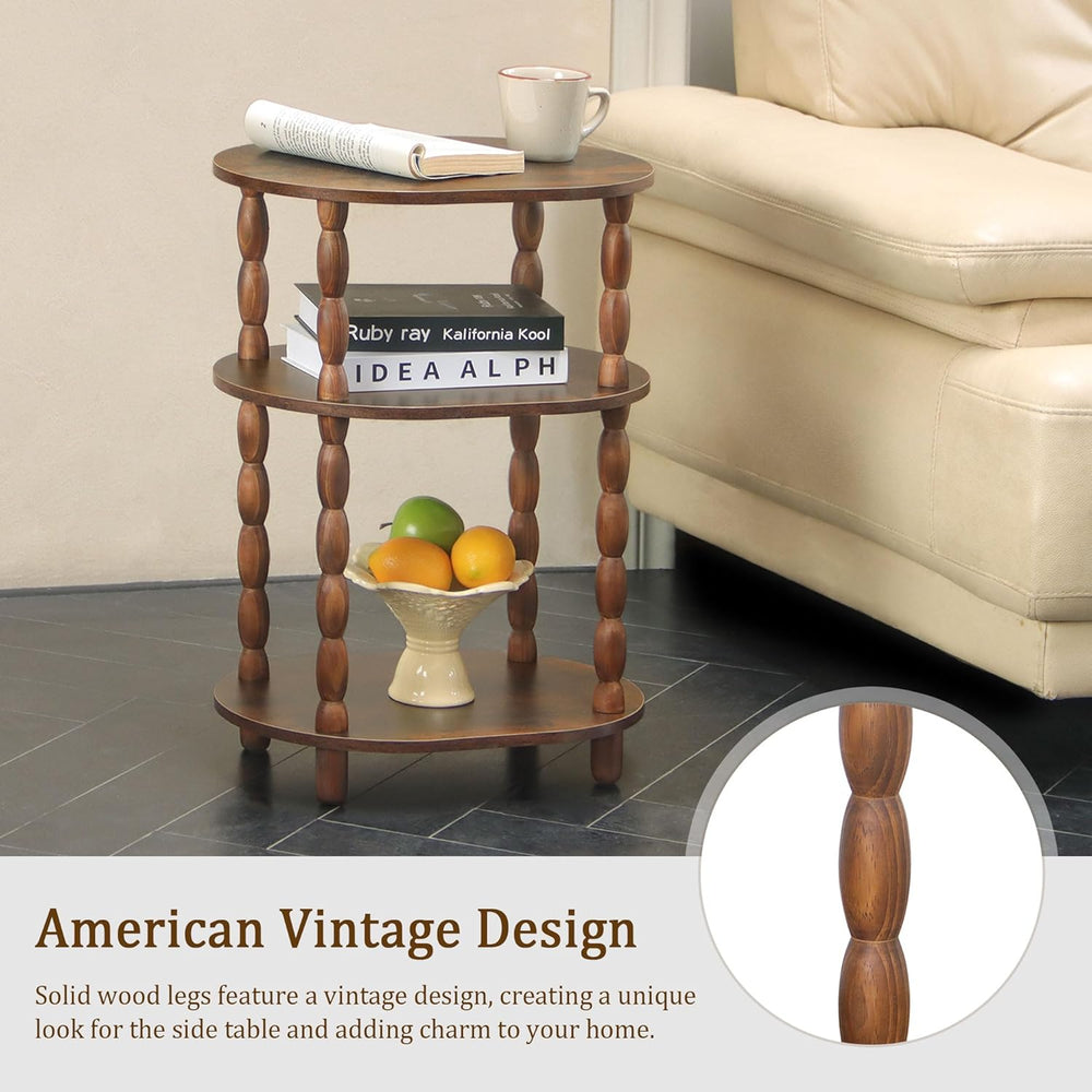 MaxSmeo Side Table with Charging Station, 3-Tier Small End Table with USB Por...