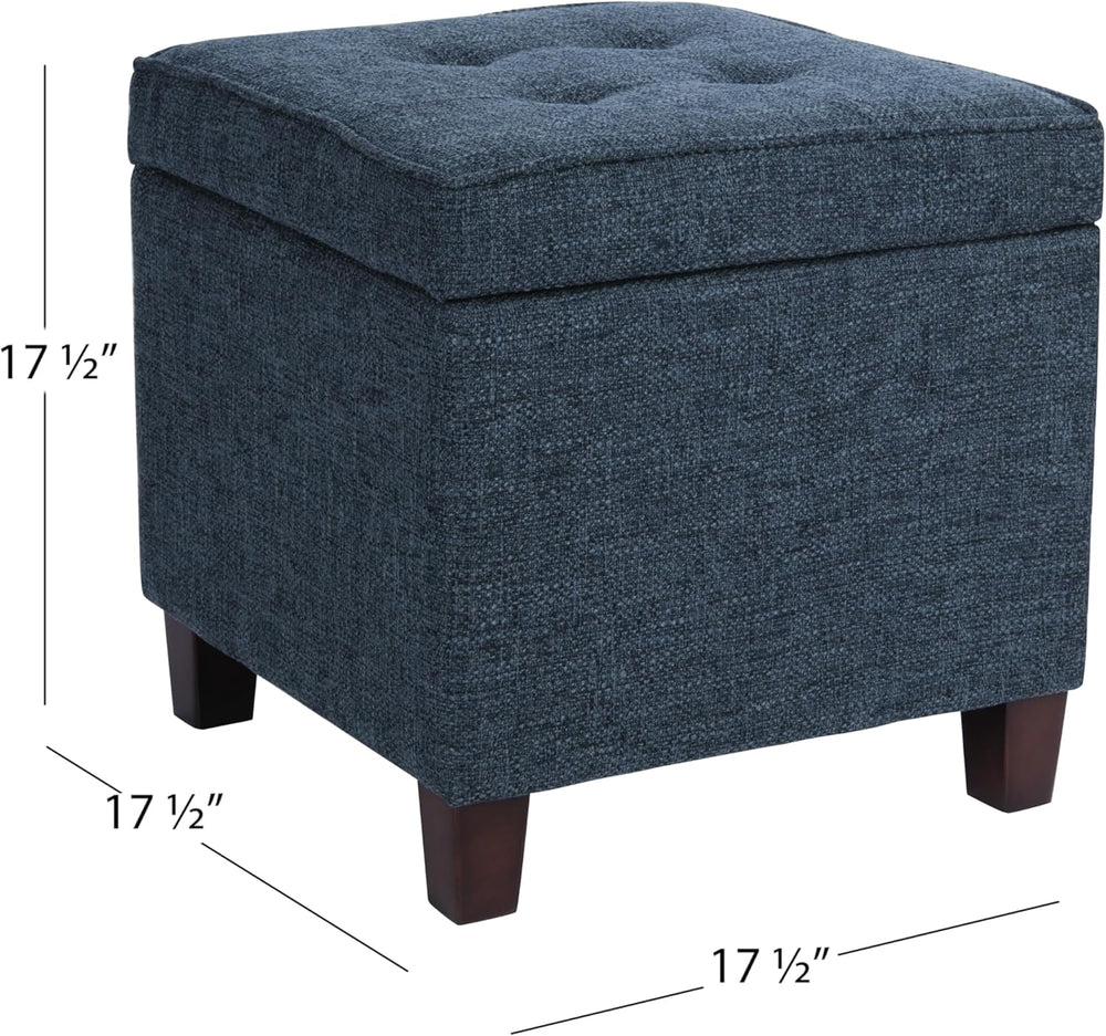 Homepop Square Tufted Storage Ottoman - Dusty Navy